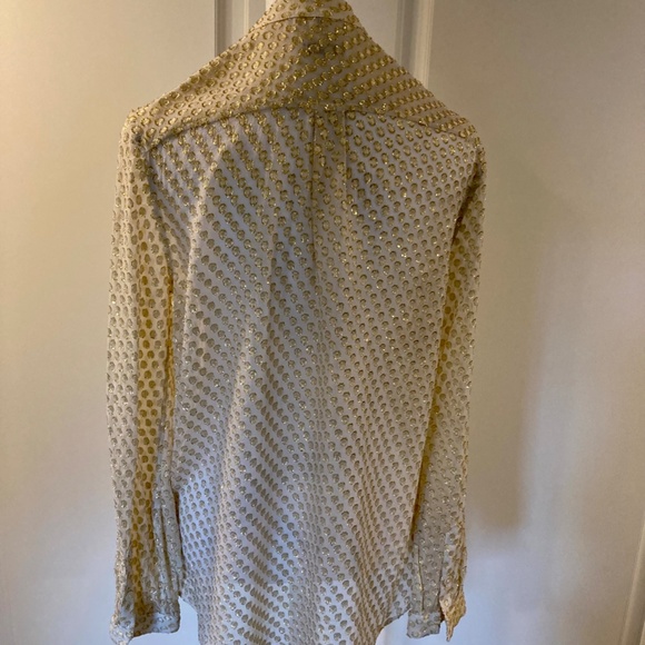 Equipment Cream Gold Polka Dot Silk Blend Button Down Blouse - Picture 5 of 7